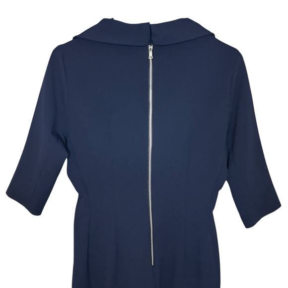 London Times Faux Wrap Dress Dark Blue Elegant size 8 - Picture 6 of 12